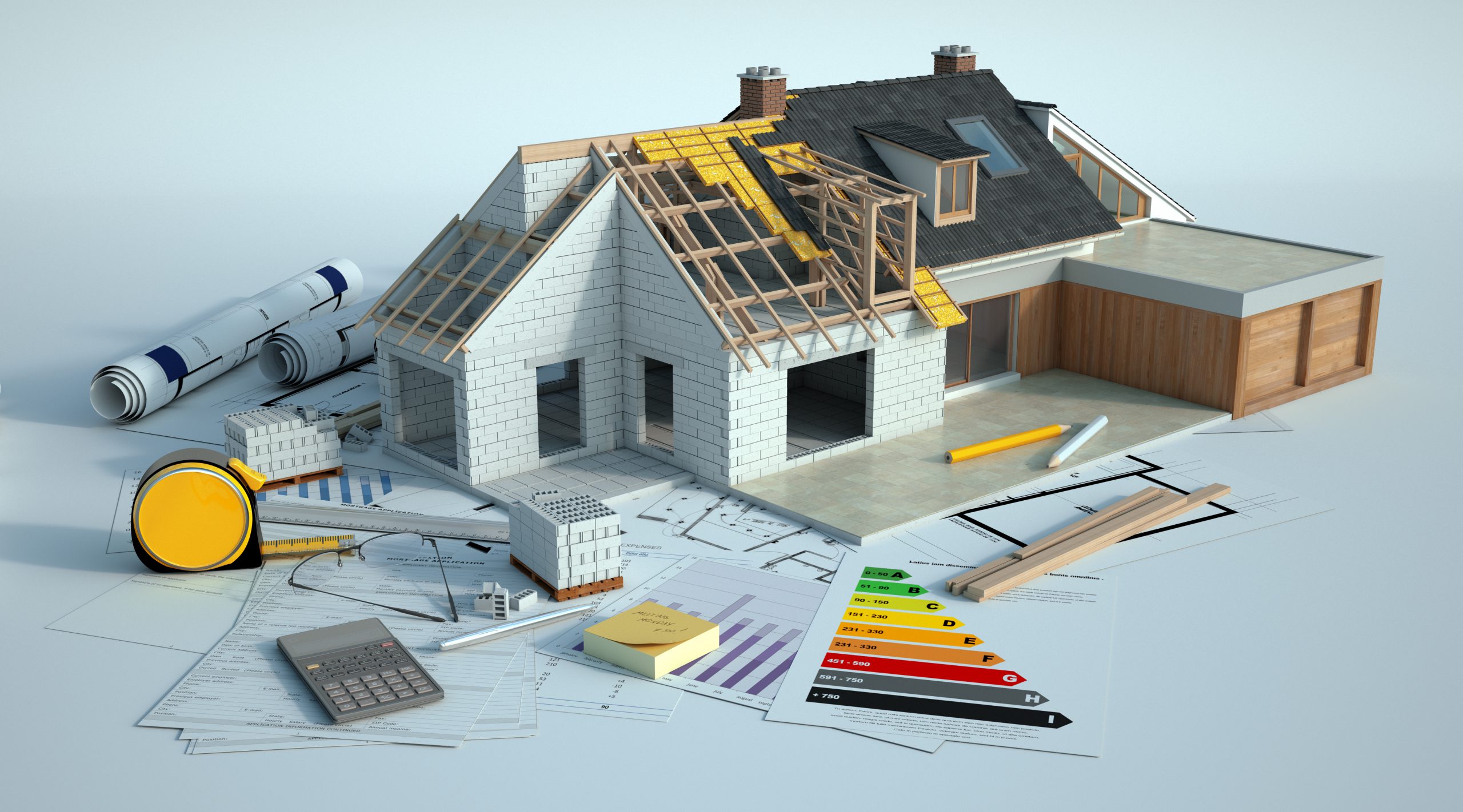 3d,Rendering,Of,A,House,Undergoing,Amplifying,Renovations,There,Is
